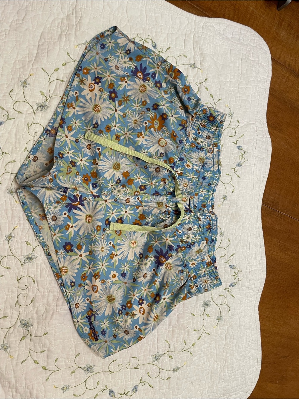 Patagonia Blue Floral Daisy Athletic Shorts
